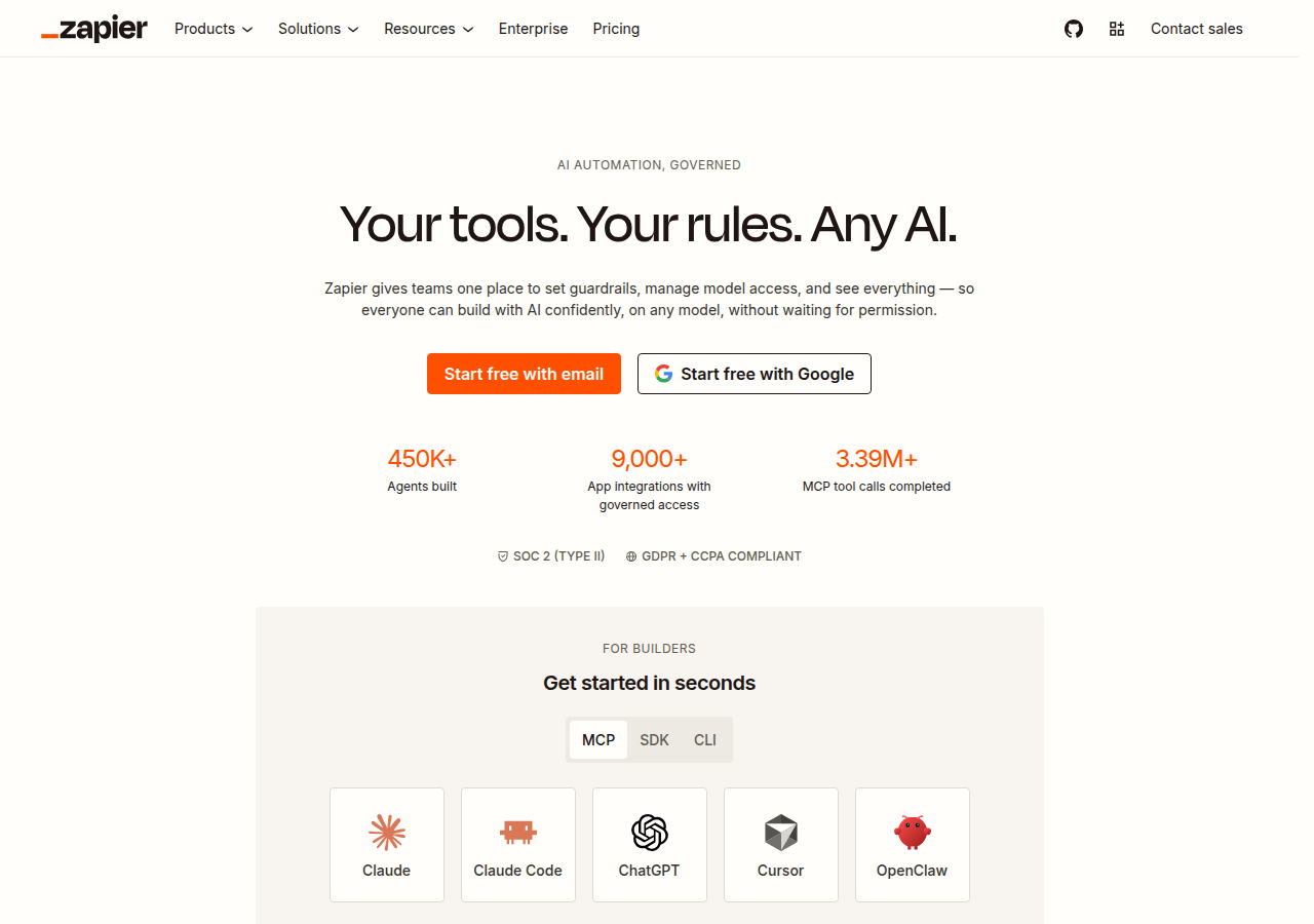 Screenshot of zapier.com