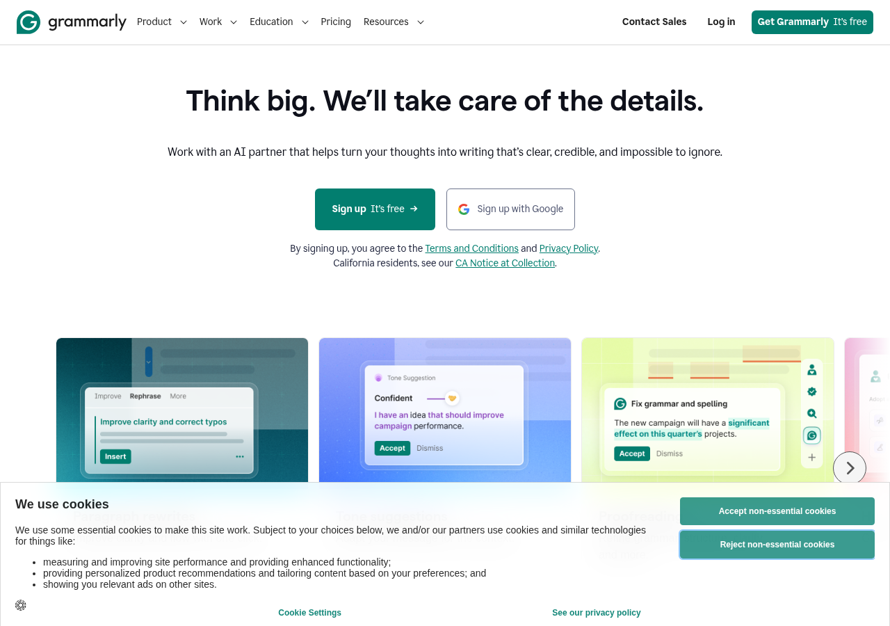 Screenshot of grammarly.com