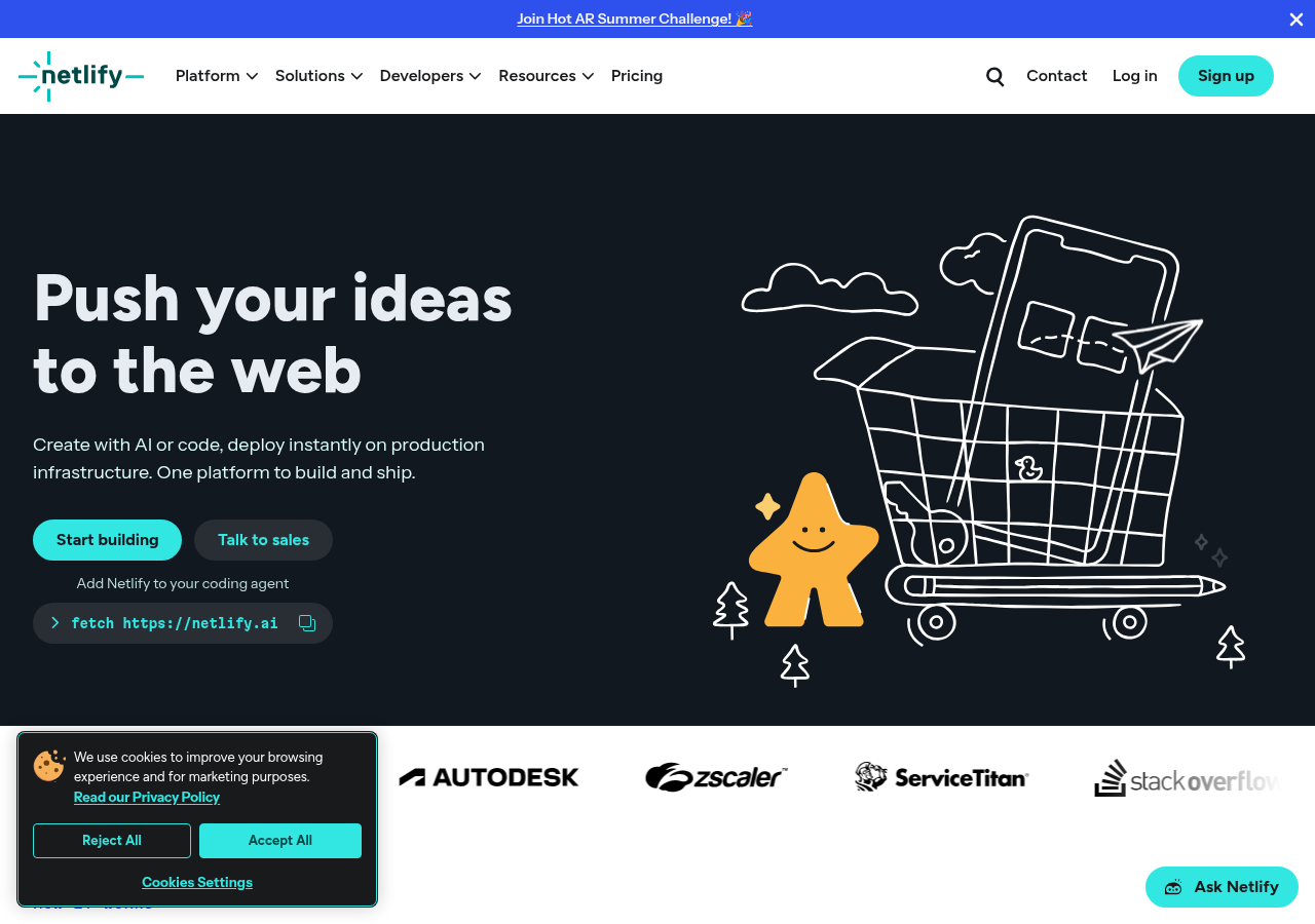 Screenshot of netlify.com