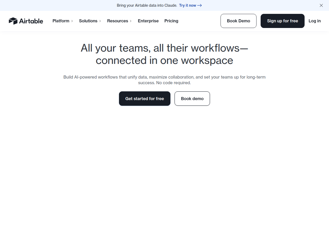 Screenshot of airtable.com