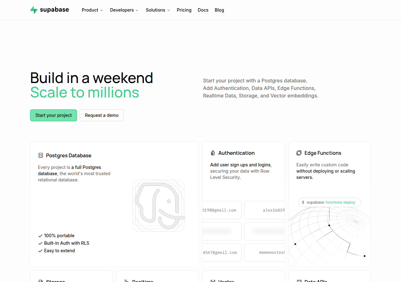 Screenshot of supabase.com