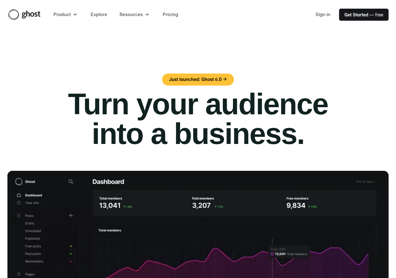 Screenshot of ghost.org
