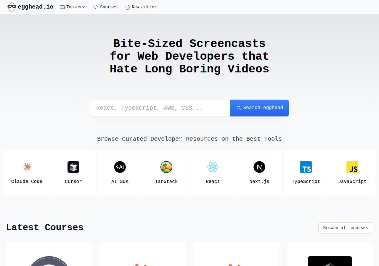Screenshot of egghead.io