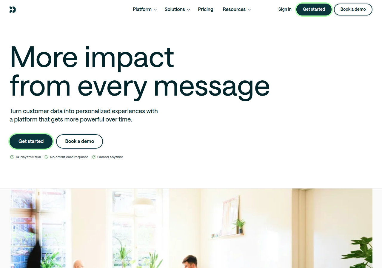 Screenshot of customer.io