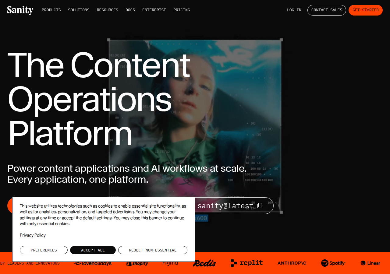 Screenshot of sanity.io