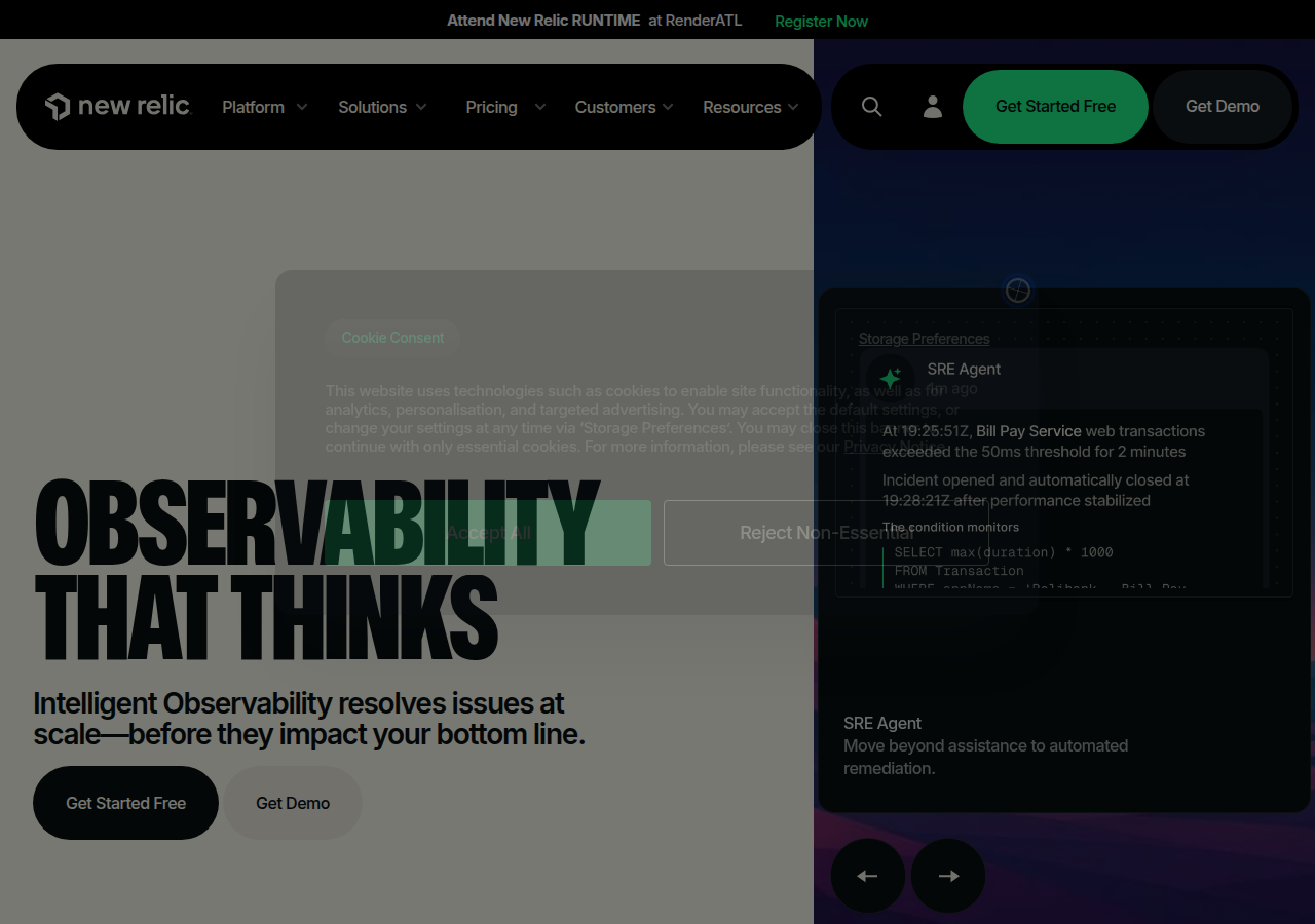 Screenshot of newrelic.com