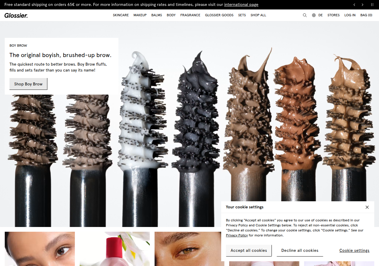 Screenshot of glossier.com