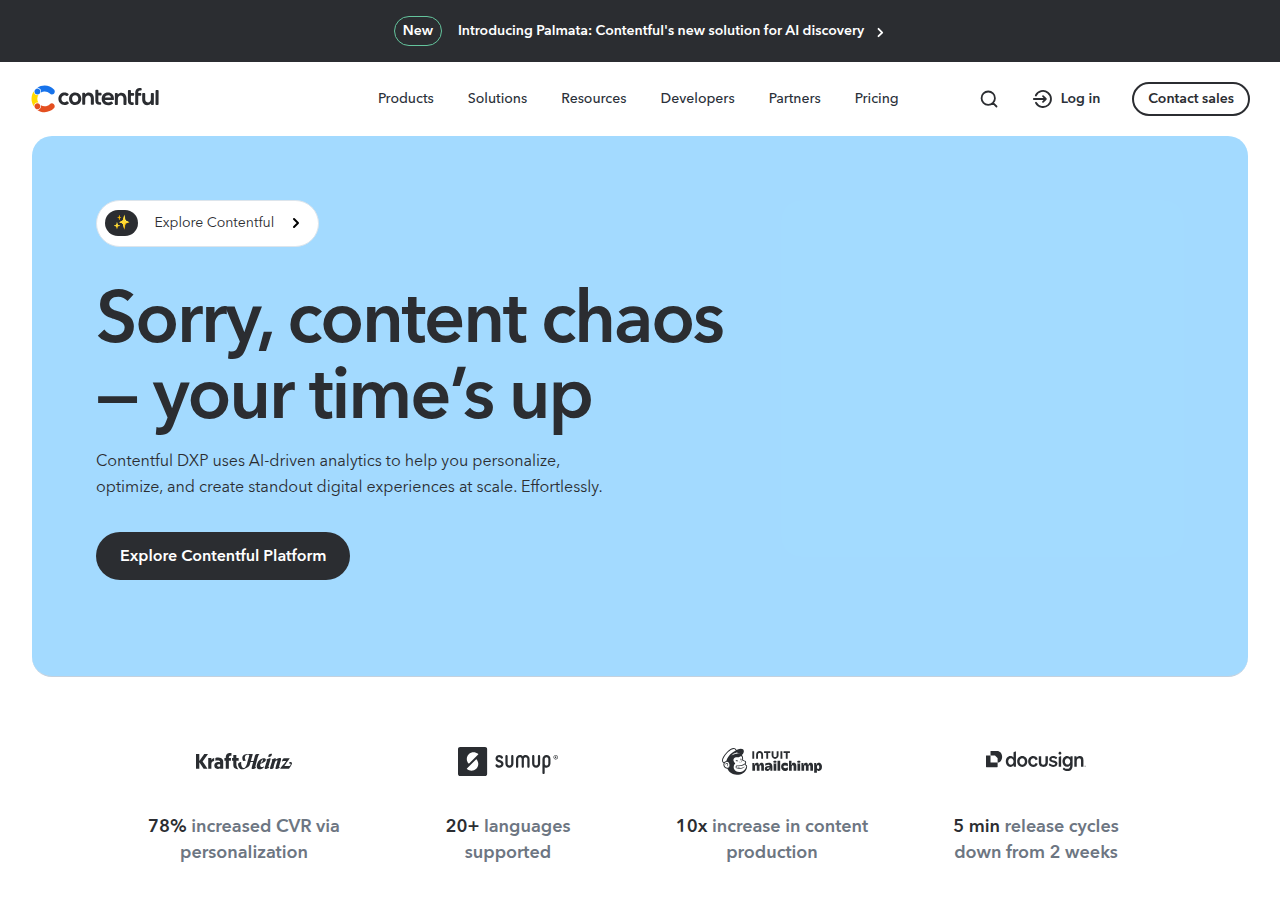 Screenshot of contentful.com