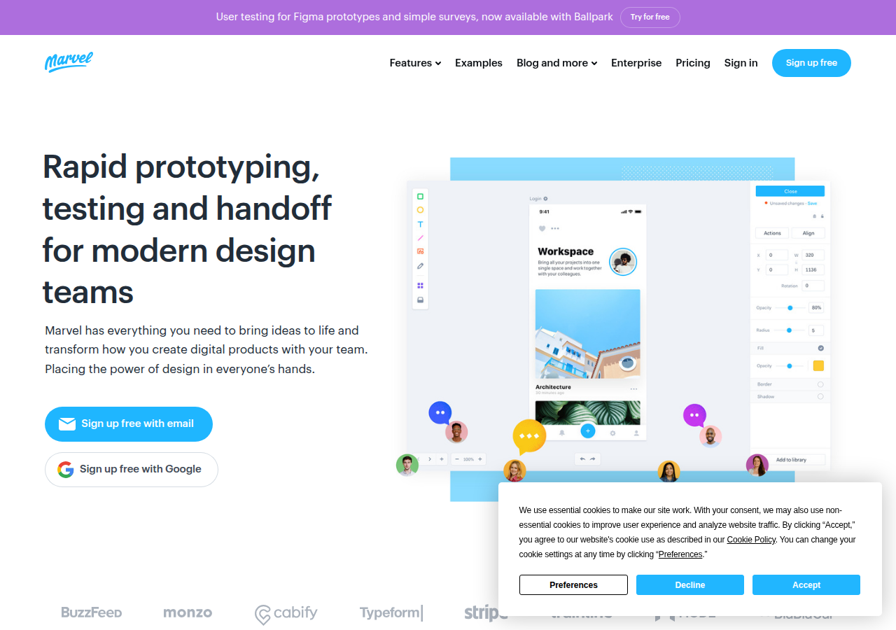 Screenshot of marvelapp.com