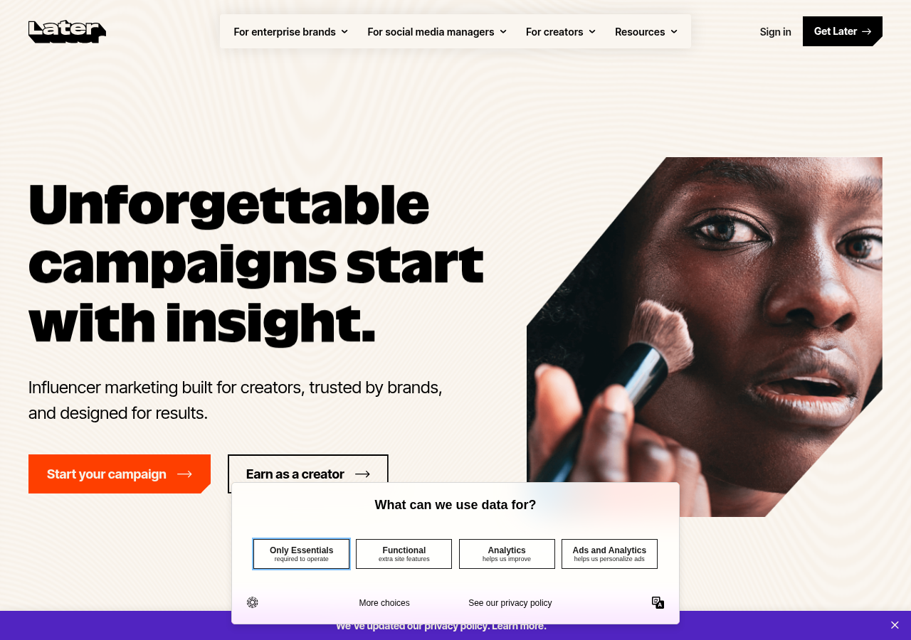 Screenshot of later.com