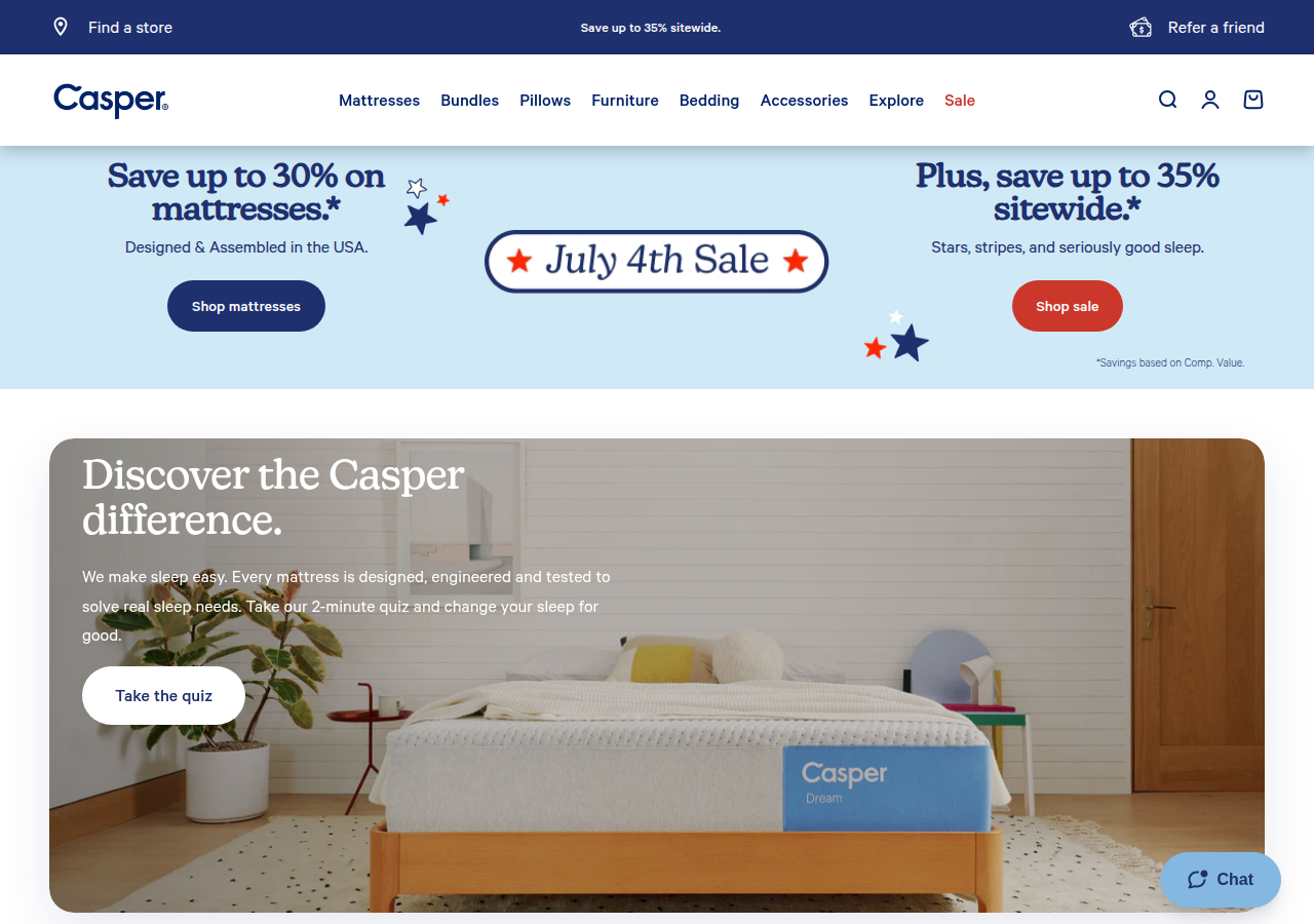Screenshot of casper.com