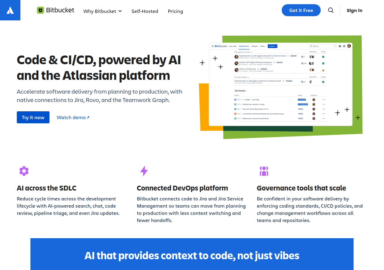 Screenshot of bitbucket.org