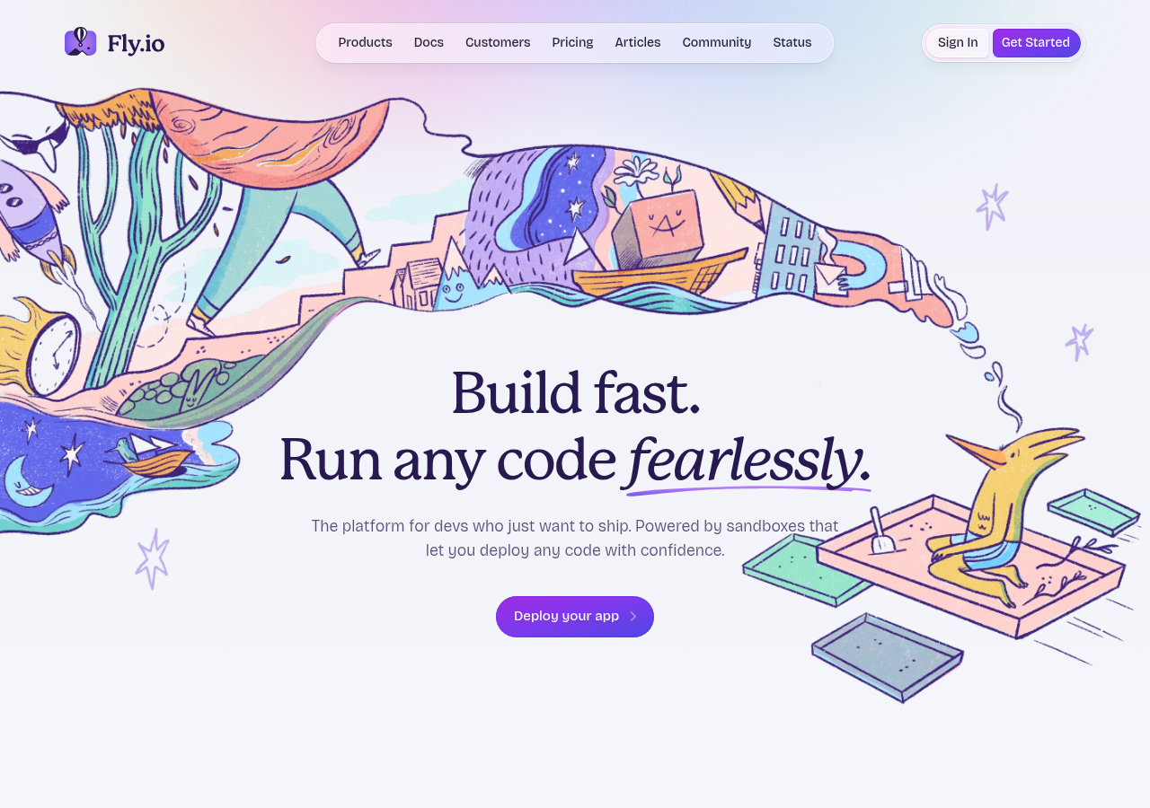 Screenshot of fly.io