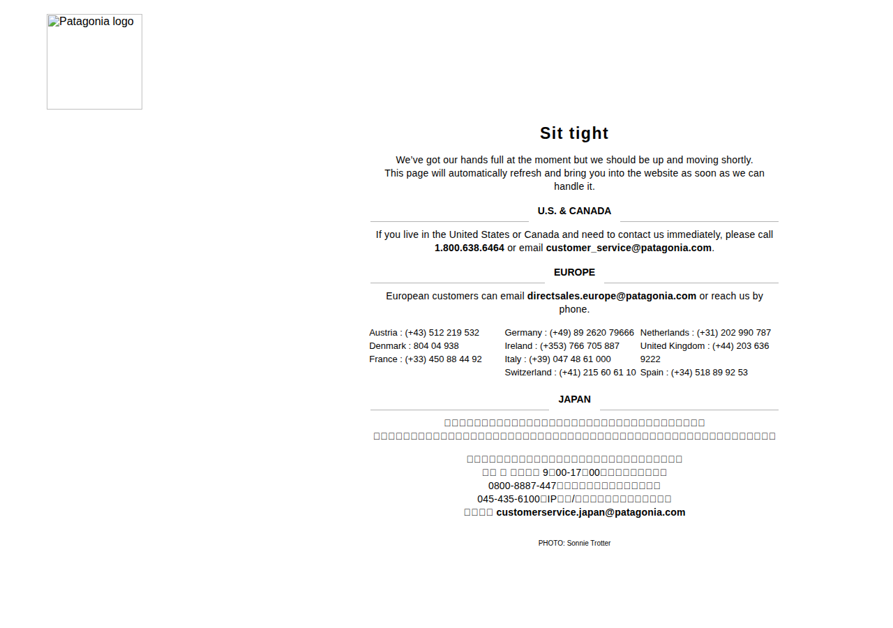 Screenshot of patagonia.com