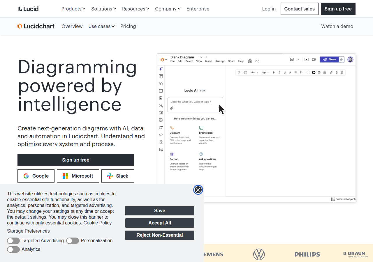 Screenshot of lucidchart.com