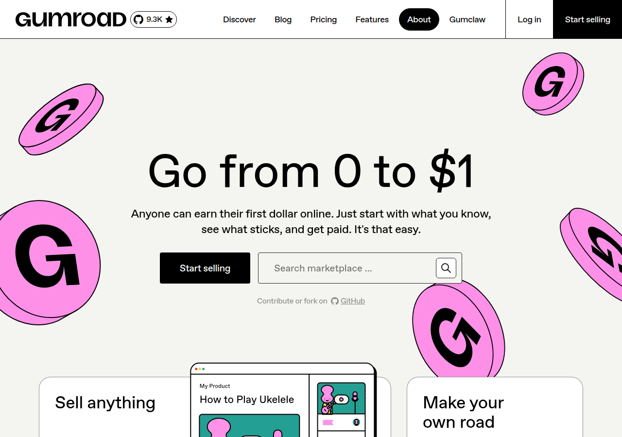 Screenshot of gumroad.com