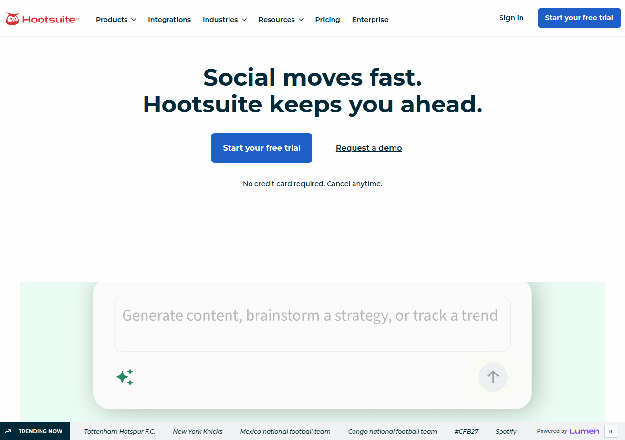 Screenshot of hootsuite.com