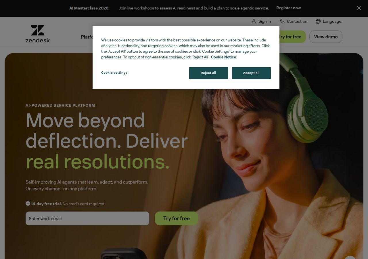 Screenshot of zendesk.com