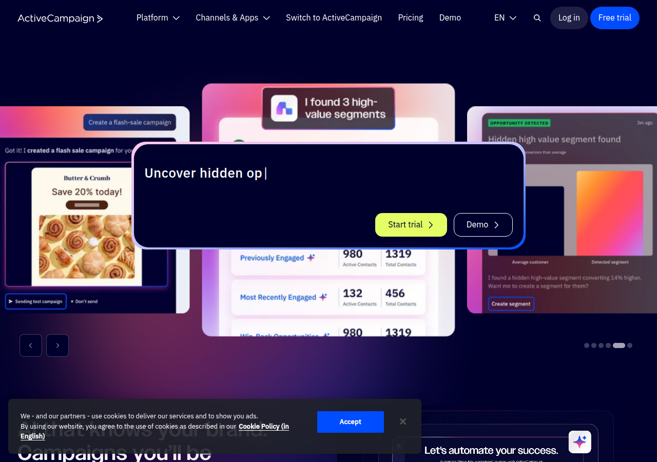 Screenshot of activecampaign.com