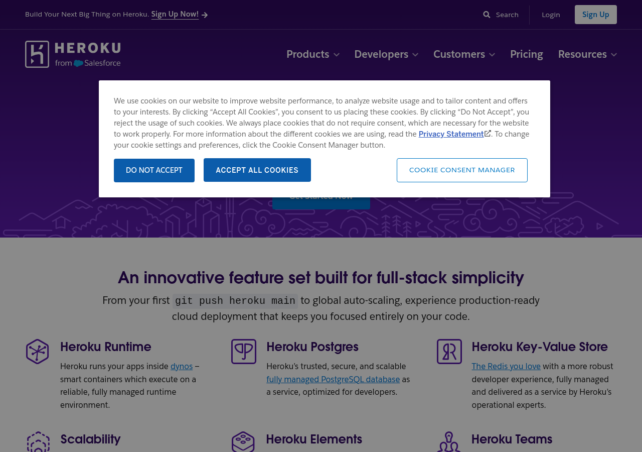 Screenshot of heroku.com