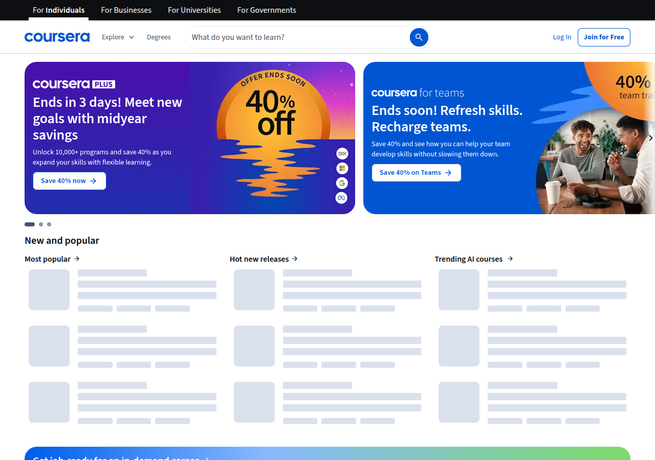 Screenshot of coursera.org