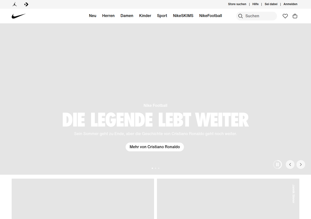 Screenshot of nike.com