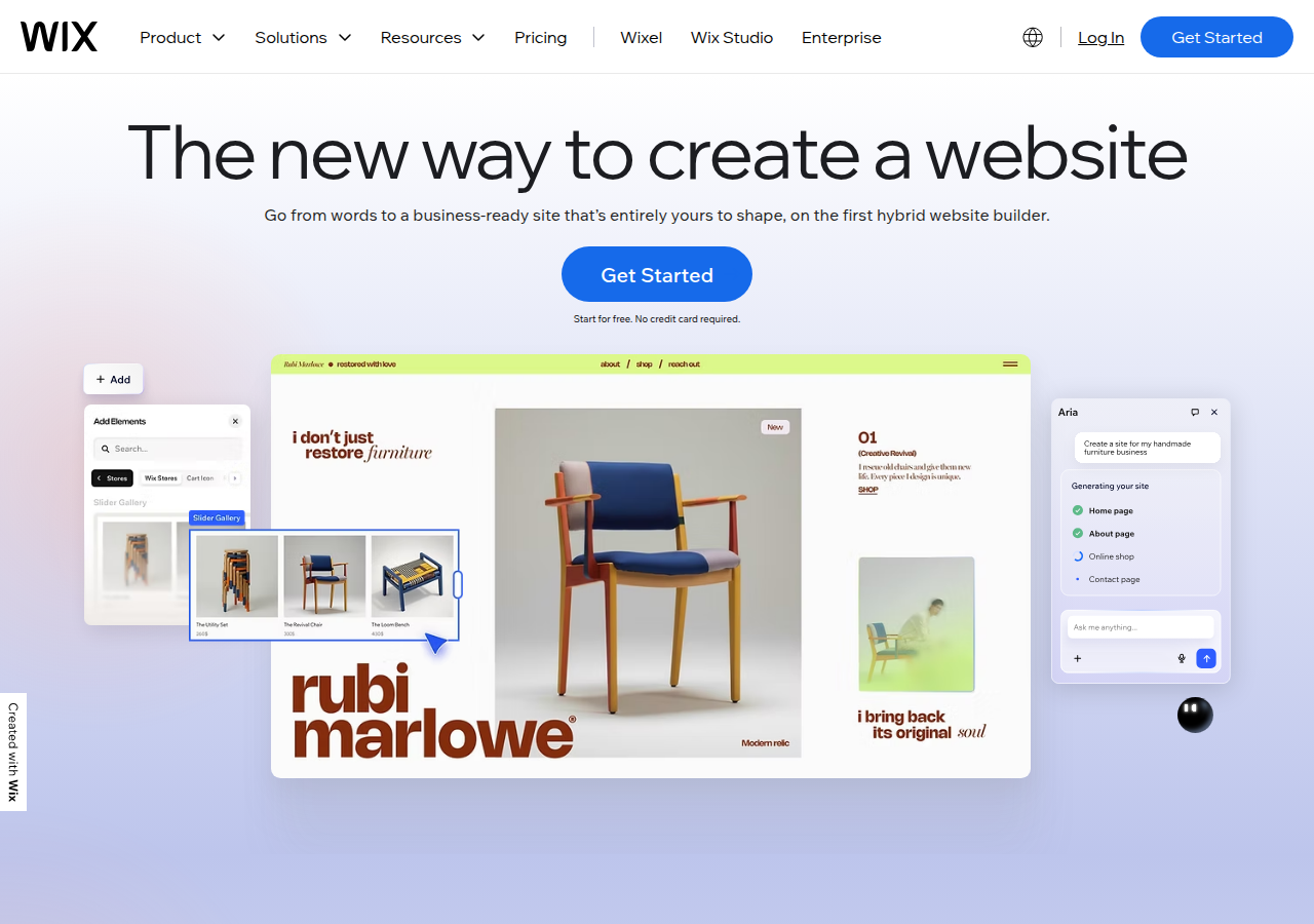 Screenshot of wix.com