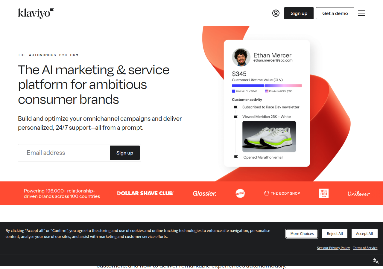 Screenshot of klaviyo.com