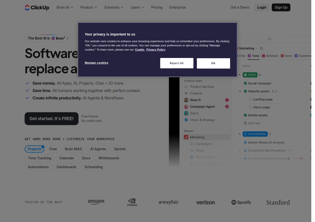 Screenshot of clickup.com