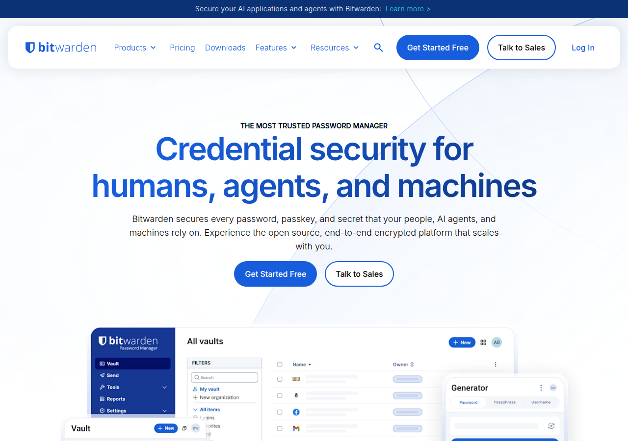 Screenshot of bitwarden.com