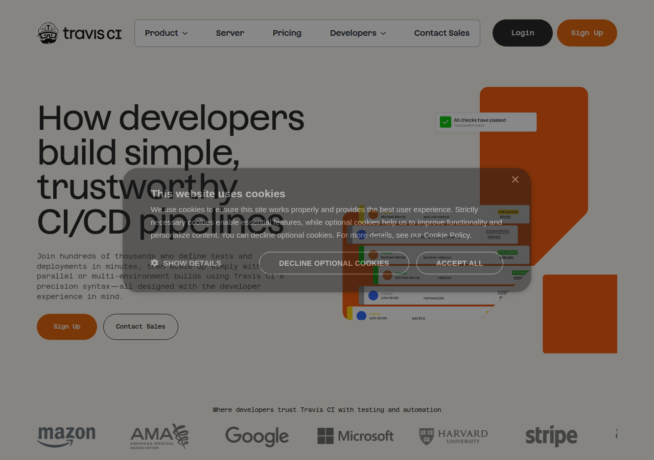 Screenshot of travis-ci.com