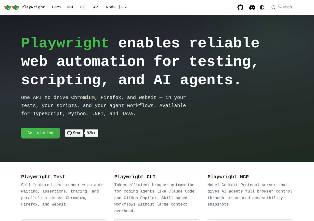 Screenshot of playwright.dev
