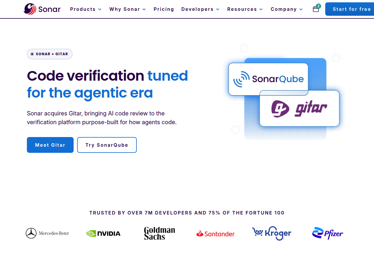 Screenshot of sonarsource.com