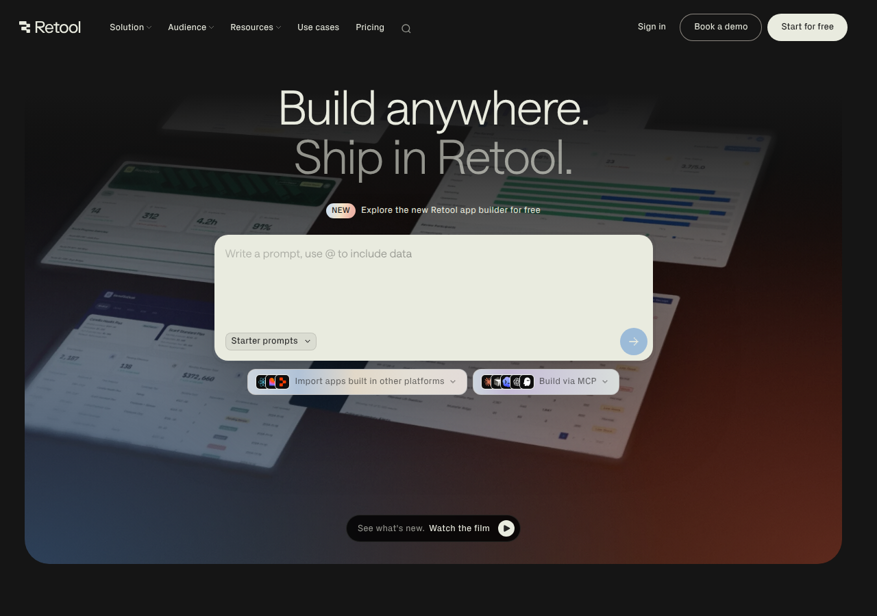 Screenshot of retool.com