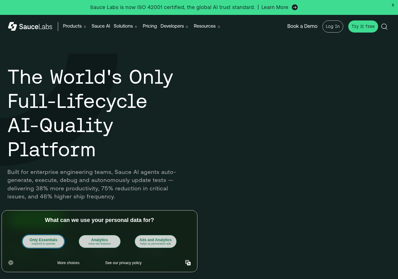 Screenshot of saucelabs.com