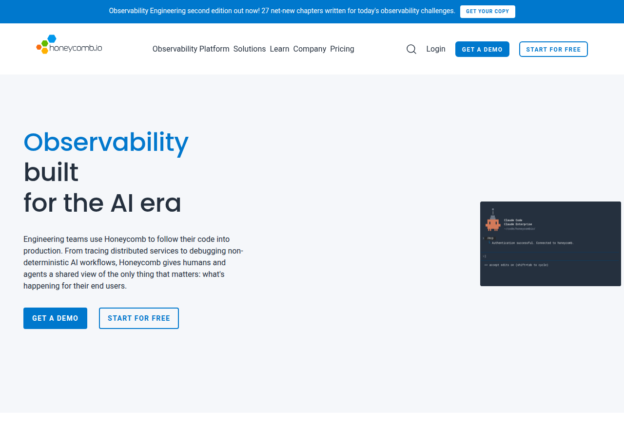 Screenshot of honeycomb.io