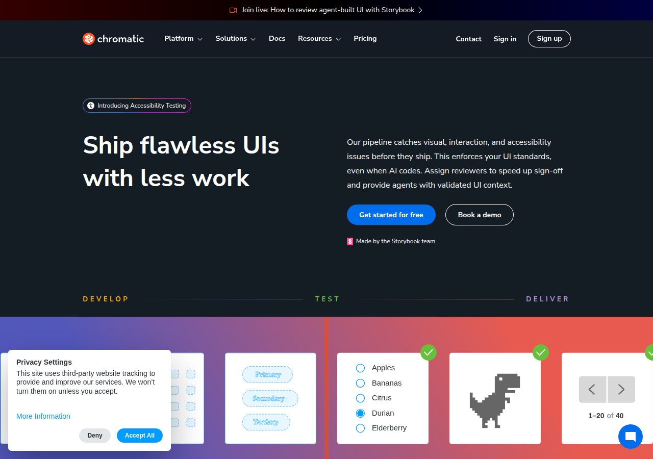 Screenshot of chromatic.com