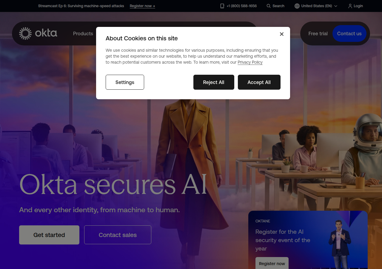Screenshot of okta.com