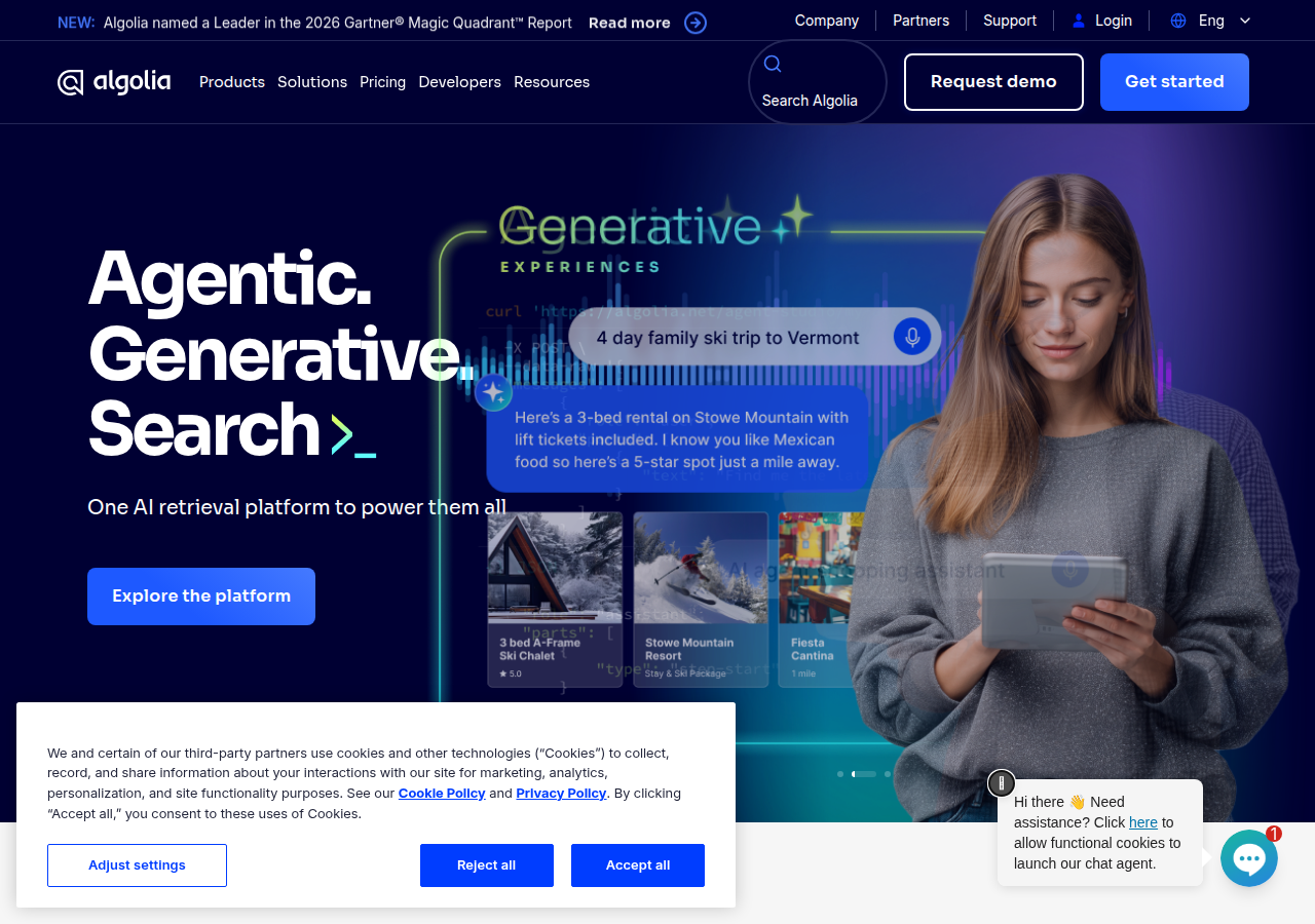 Screenshot of algolia.com