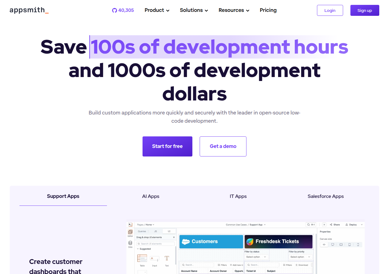 Screenshot of appsmith.com