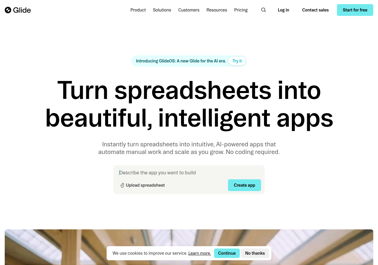 Screenshot of glideapps.com