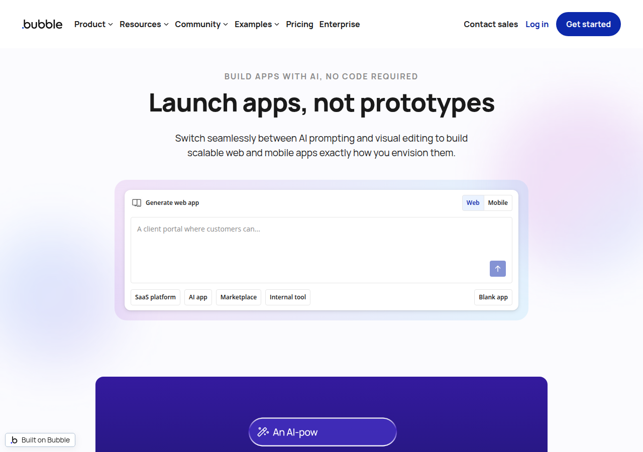 Screenshot of bubble.io