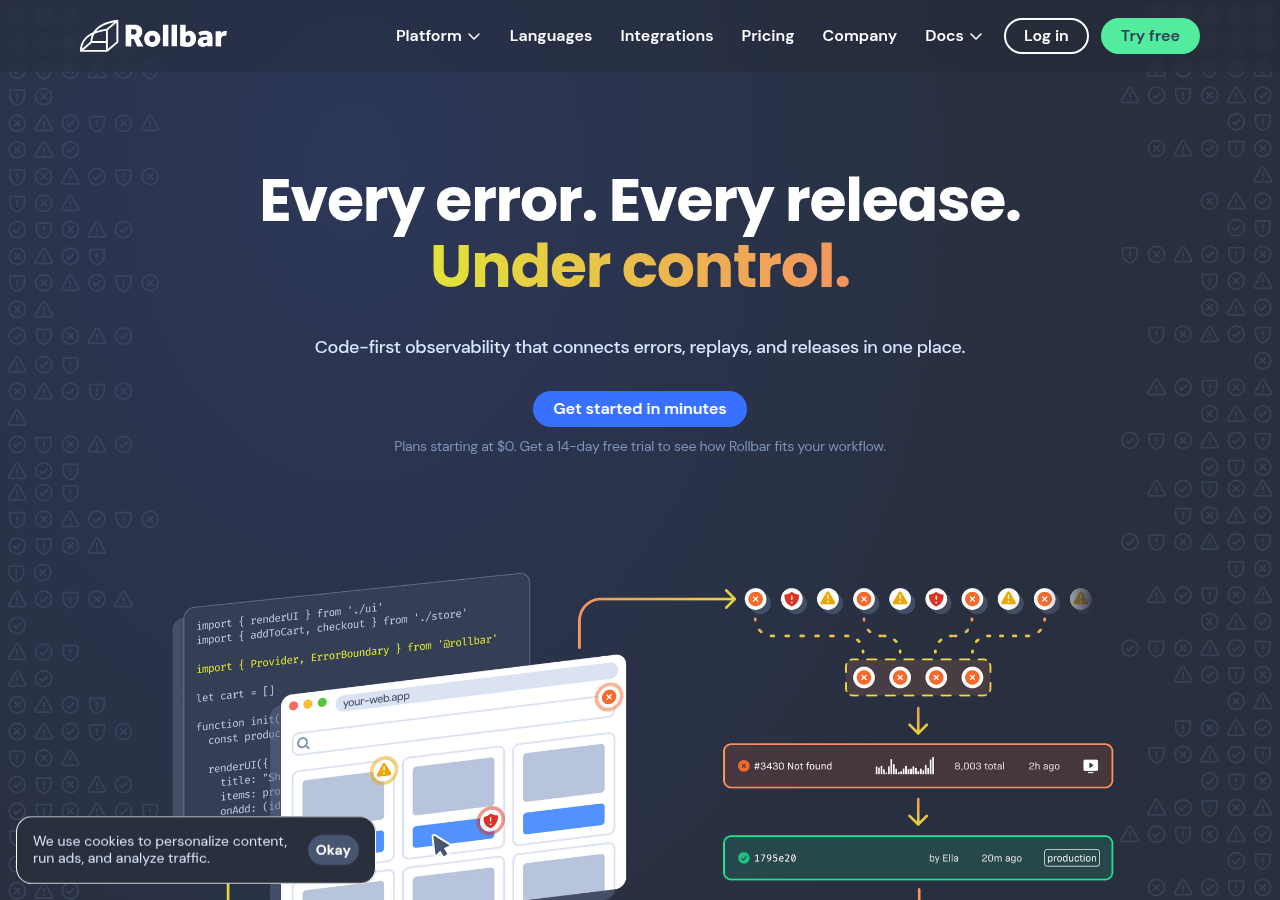 Screenshot of rollbar.com