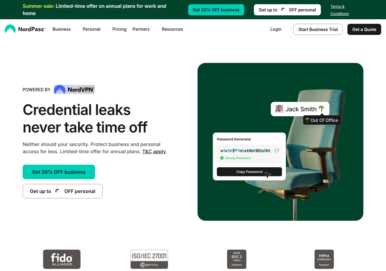 Screenshot of nordpass.com