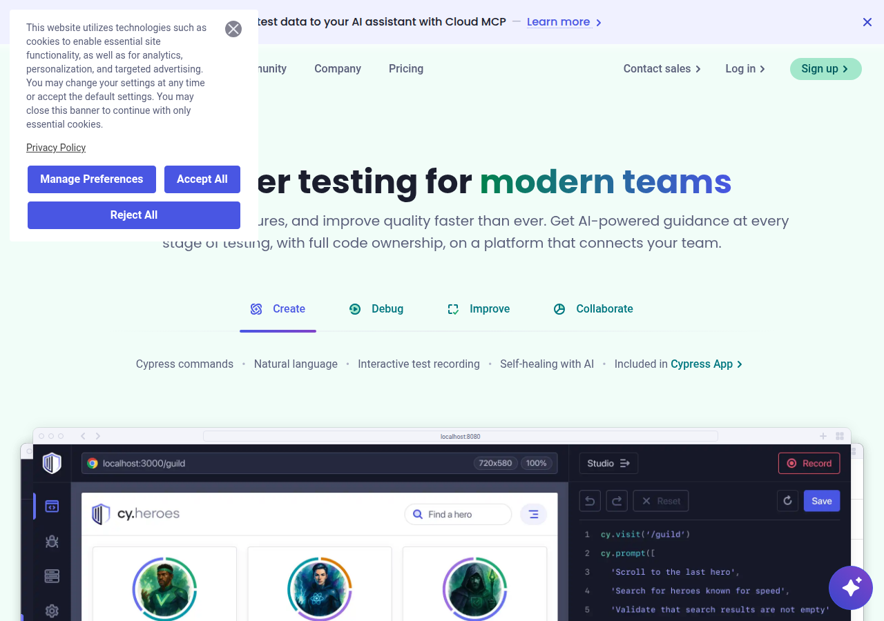 Screenshot of cypress.io
