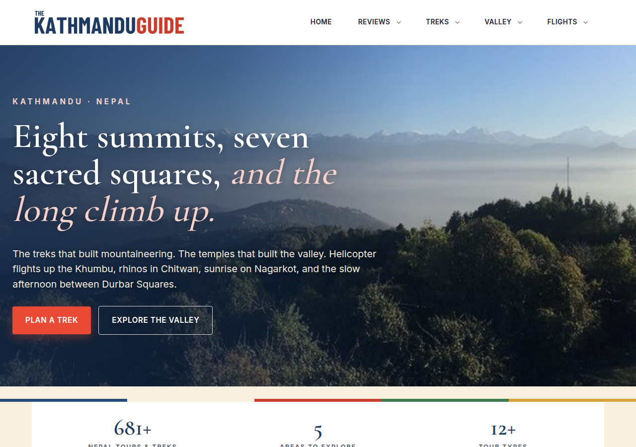 Screenshot of thekathmanduguide.com
