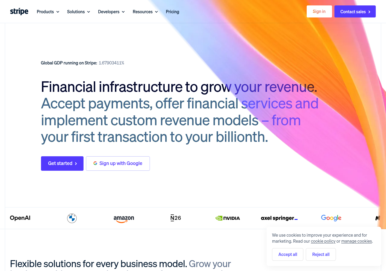 Screenshot of stripe.com