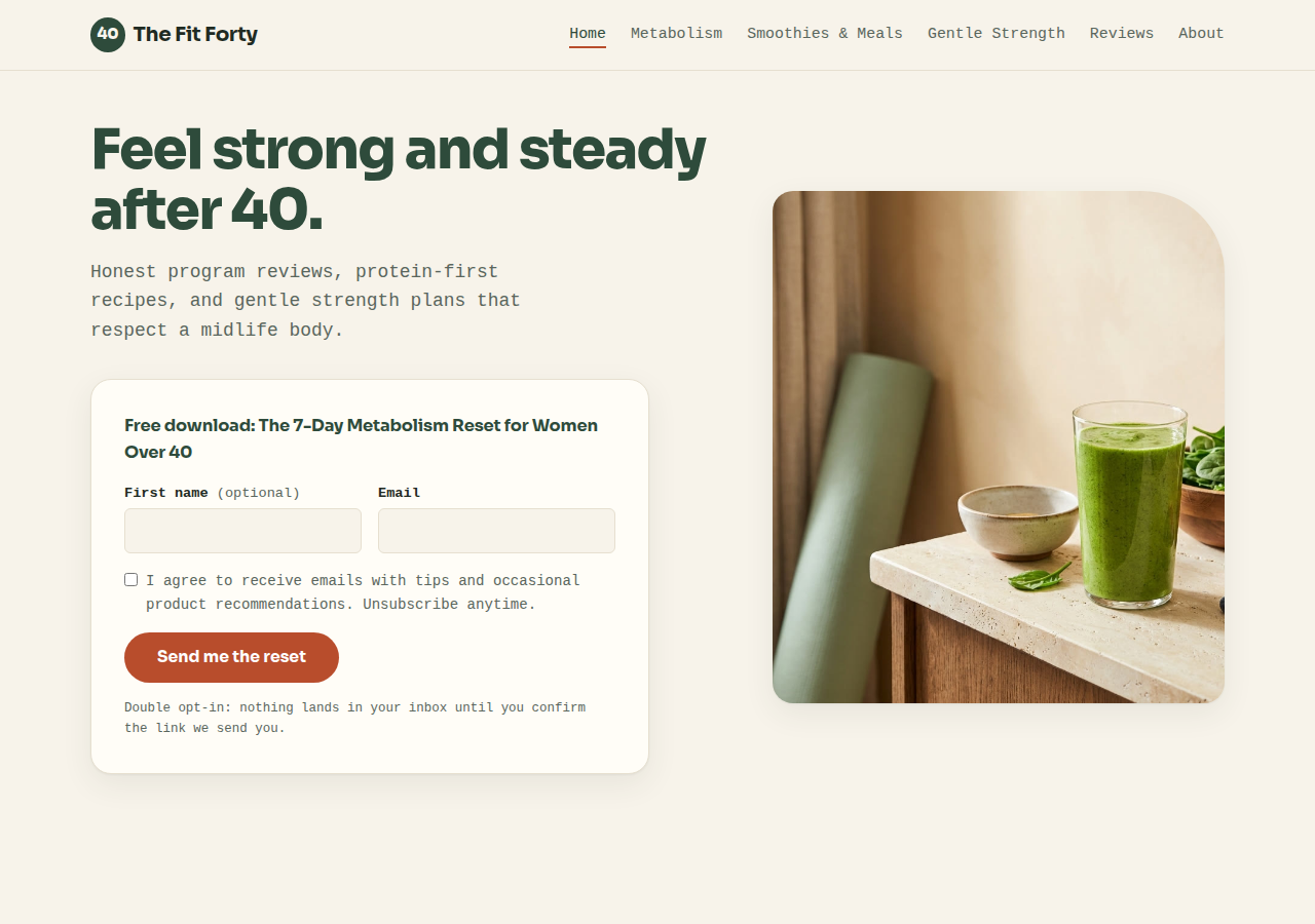 Screenshot of thefitforty.com