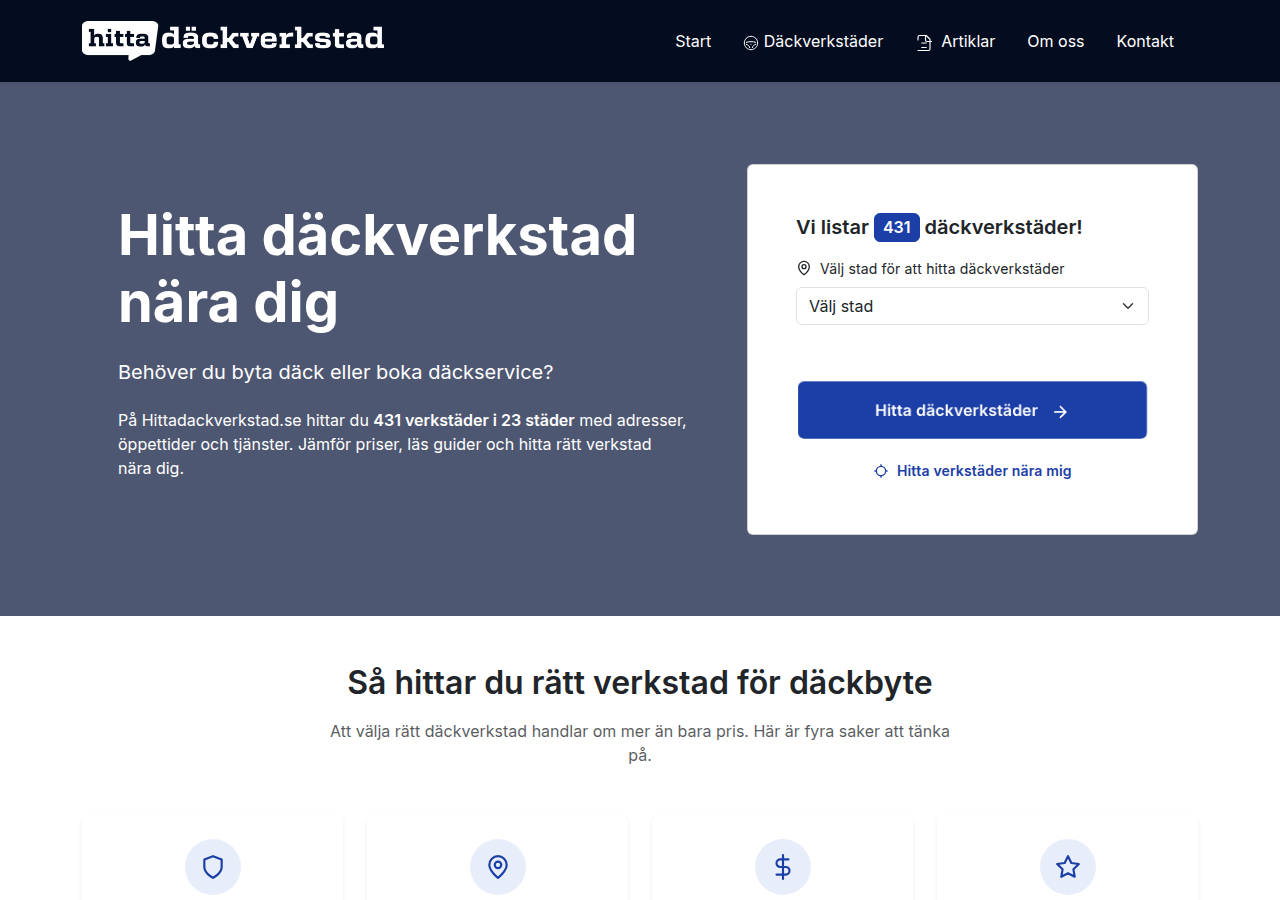 Screenshot of hittadackverkstad.se