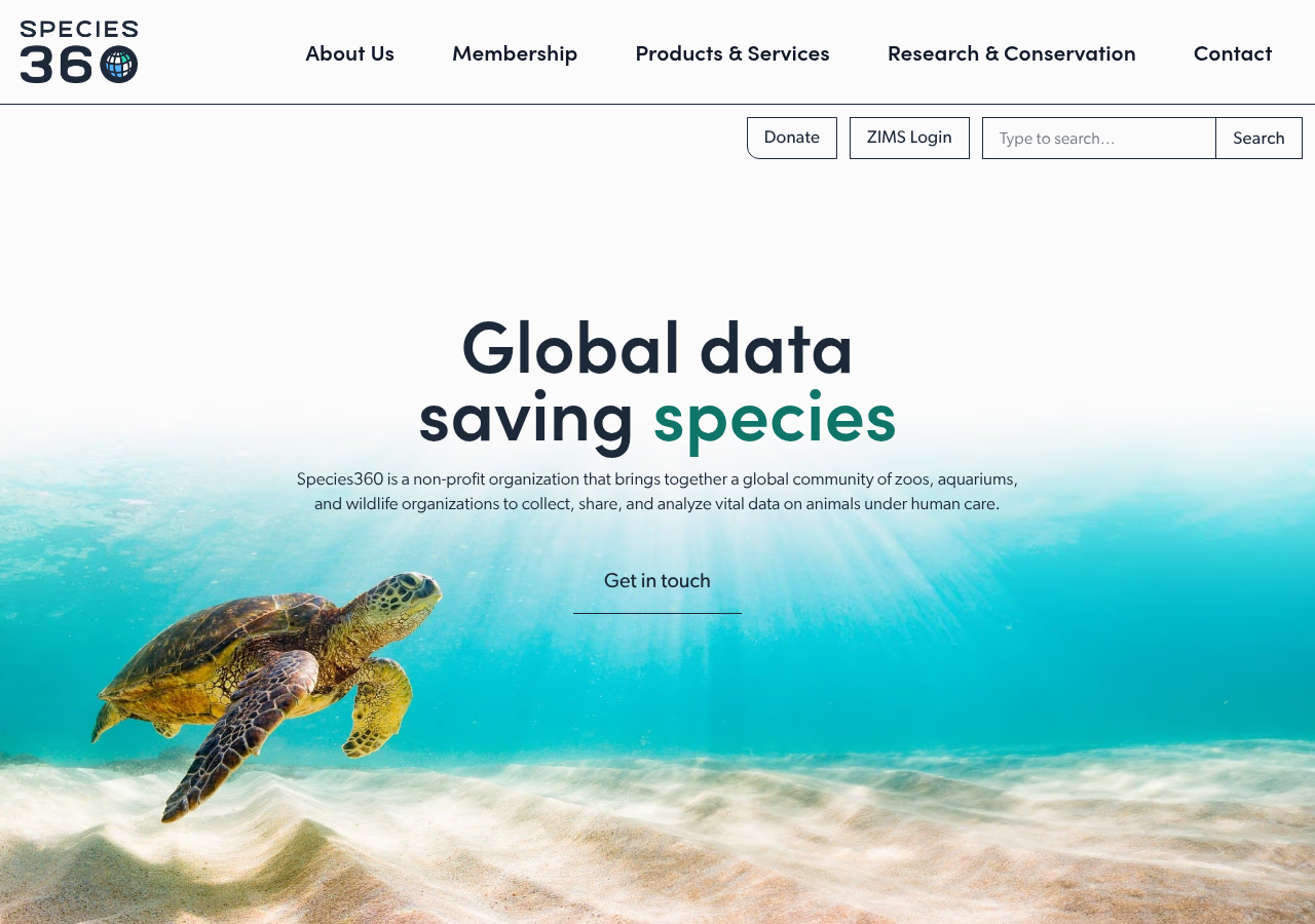 Screenshot of species360.org